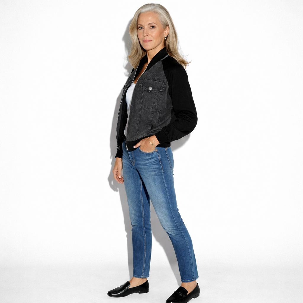 Lunea Mode® | The Blake - Contrast Sleeve Denim Patchwork Jacket