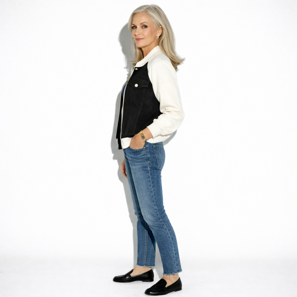 Lunea Mode® | The Blake - Contrast Sleeve Denim Patchwork Jacket