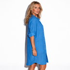 Lunea Mode® | The Rosie - Relaxed Button Front Linen Blend Shirt Dress