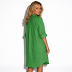 Lunea Mode® | The Rosie - Relaxed Button Front Linen Blend Shirt Dress