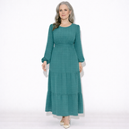 Lunea Mode® |The Daisy Vintage Tiered Long Sleeve Midi Dress