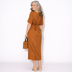 Lunea Mode® | The Vivienne - Elegant Tie Waist Batwing Midi Dress