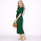 Lunea Mode® | The Vivienne - Elegant Tie Waist Batwing Midi Dress
