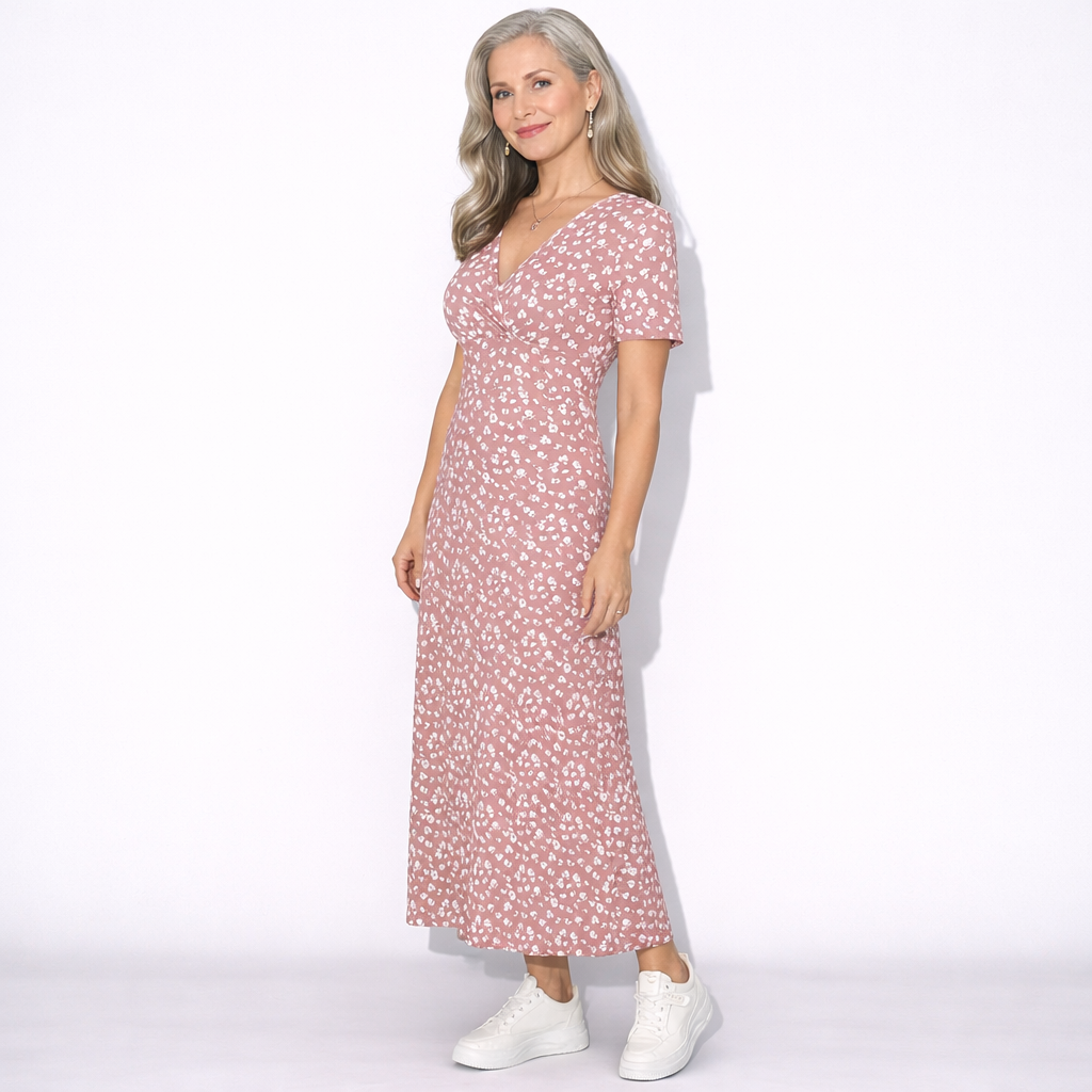 Lunea Mode® | The Daisy — Flowy V-Neck Wrap Midi Dress
