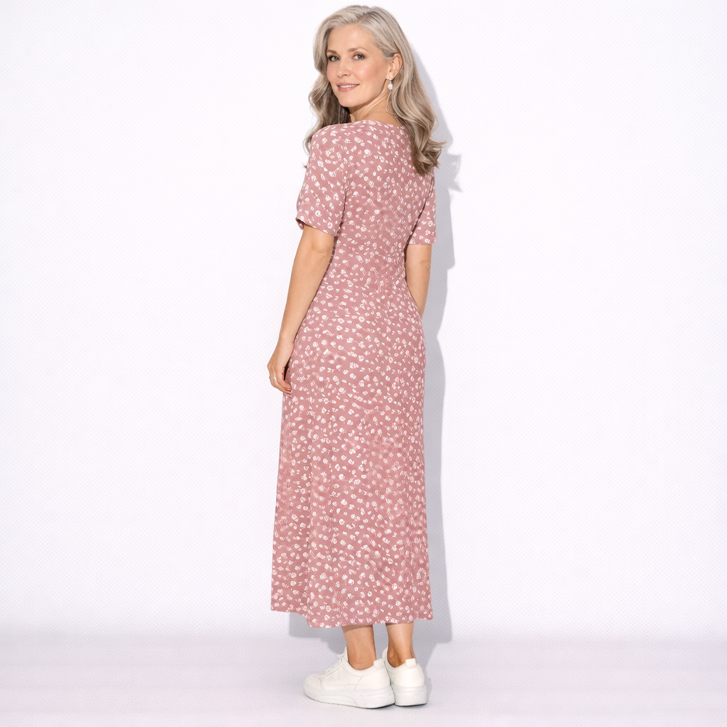 Lunea Mode® | The Daisy — Flowy V-Neck Wrap Midi Dress