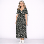 Lunea Mode® | The Daisy — Flowy V-Neck Wrap Midi Dress