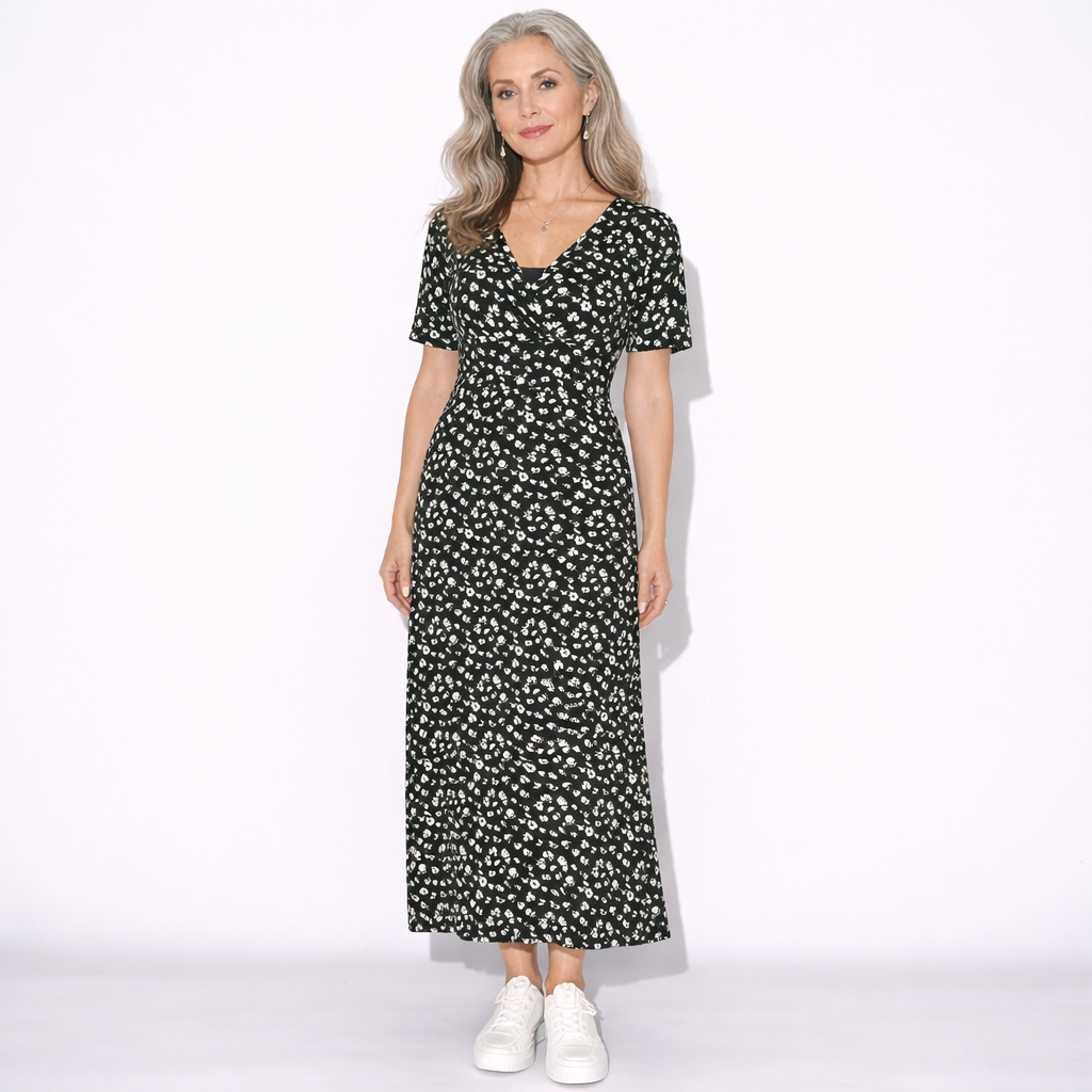 Lunea Mode® | The Daisy — Flowy V-Neck Wrap Midi Dress
