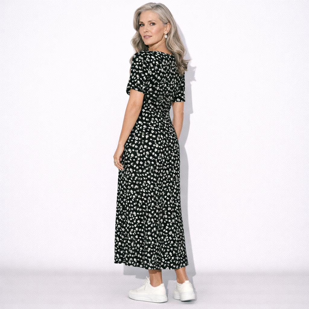 Lunea Mode® | The Daisy — Flowy V-Neck Wrap Midi Dress