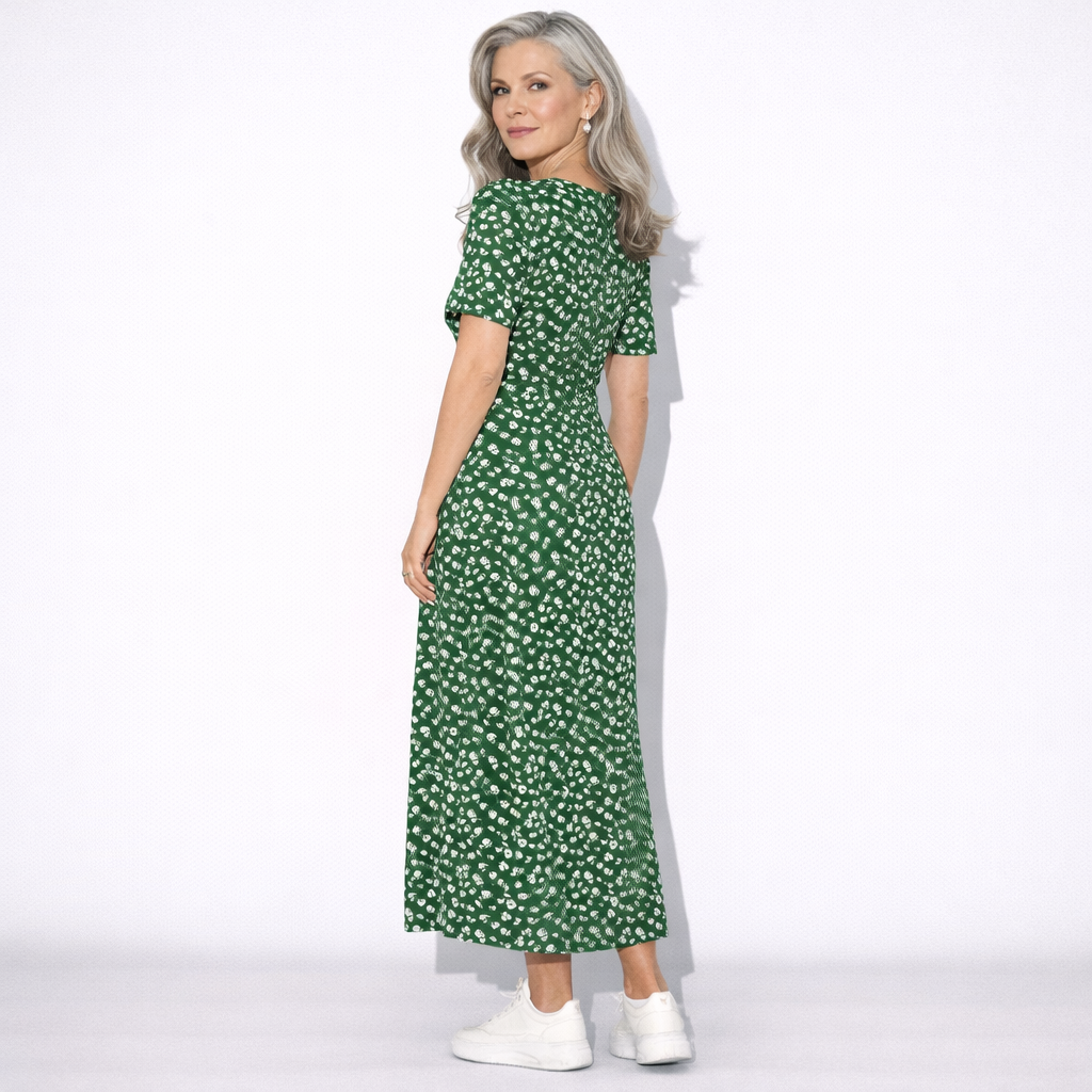 Lunea Mode® | The Daisy — Flowy V-Neck Wrap Midi Dress