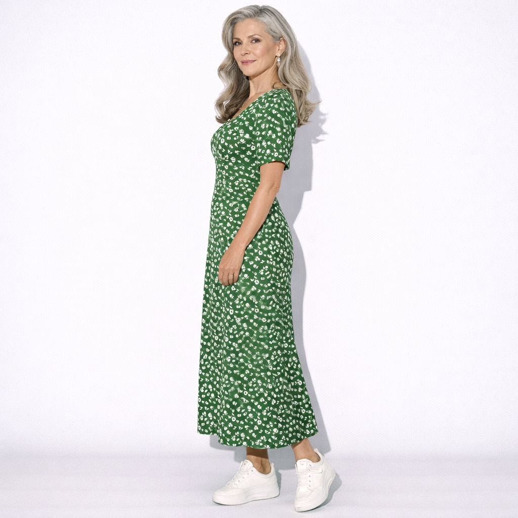 Lunea Mode® | The Daisy — Flowy V-Neck Wrap Midi Dress