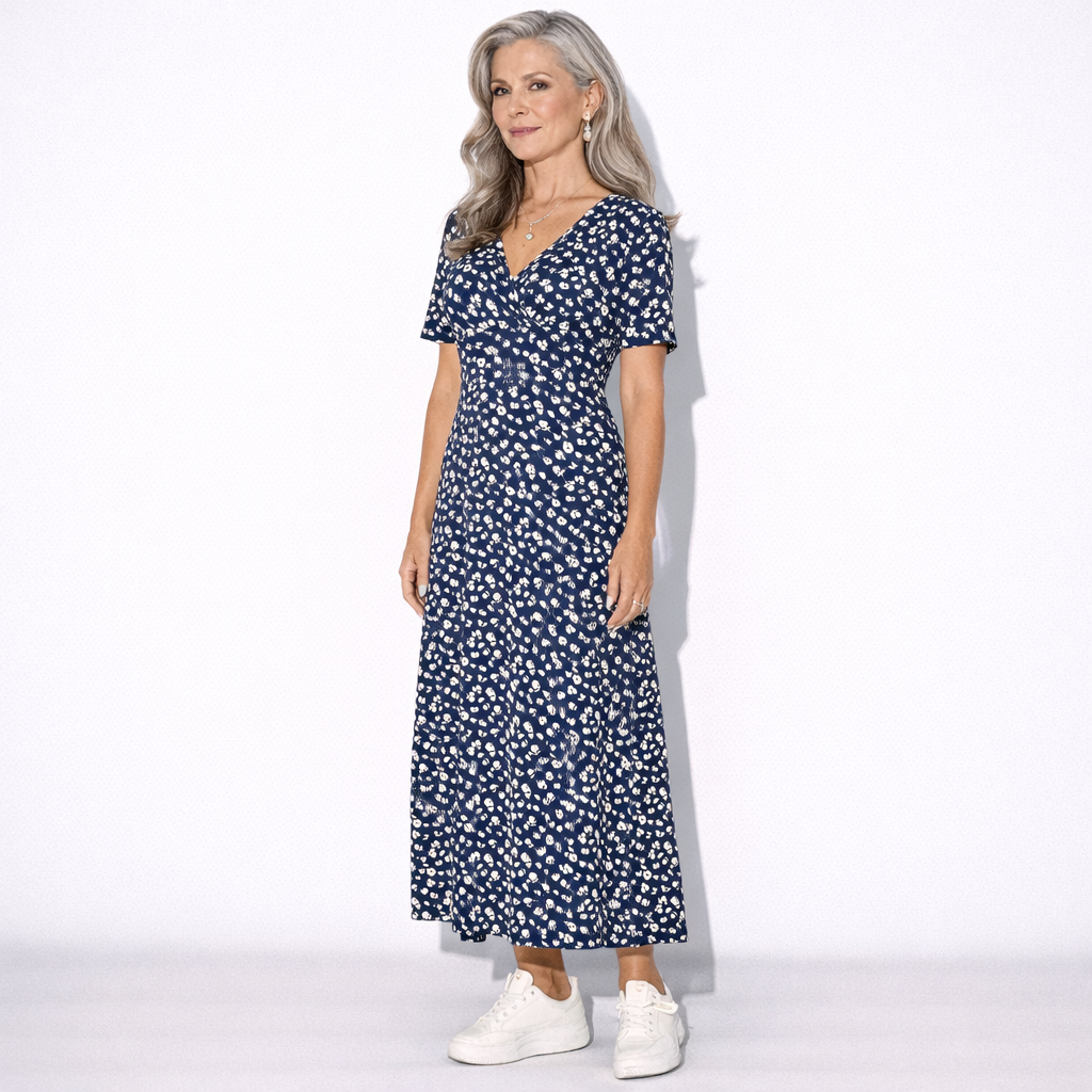 Lunea Mode® | The Daisy — Flowy V-Neck Wrap Midi Dress