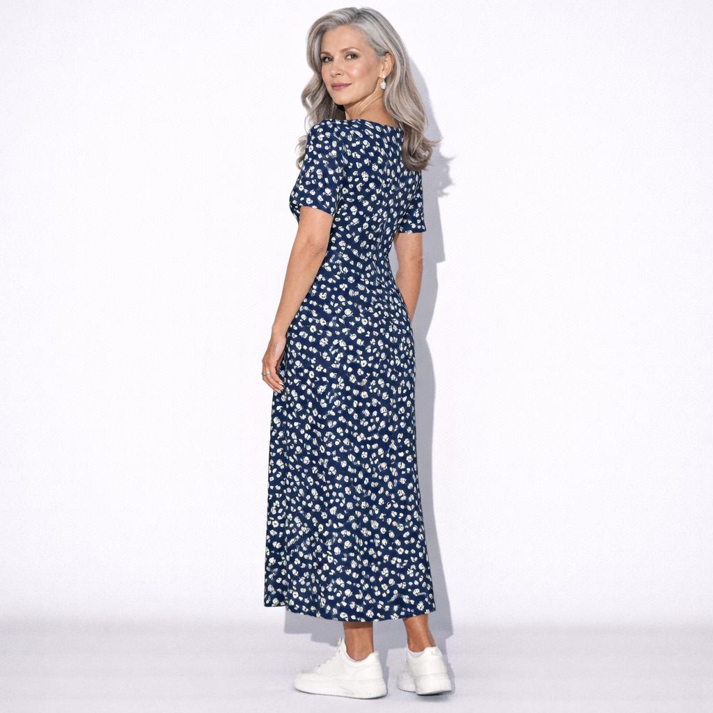 Lunea Mode® | The Daisy — Flowy V-Neck Wrap Midi Dress