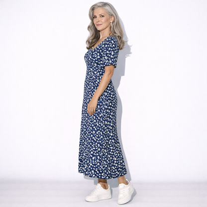 Lunea Mode® | The Daisy — Flowy V-Neck Wrap Midi Dress