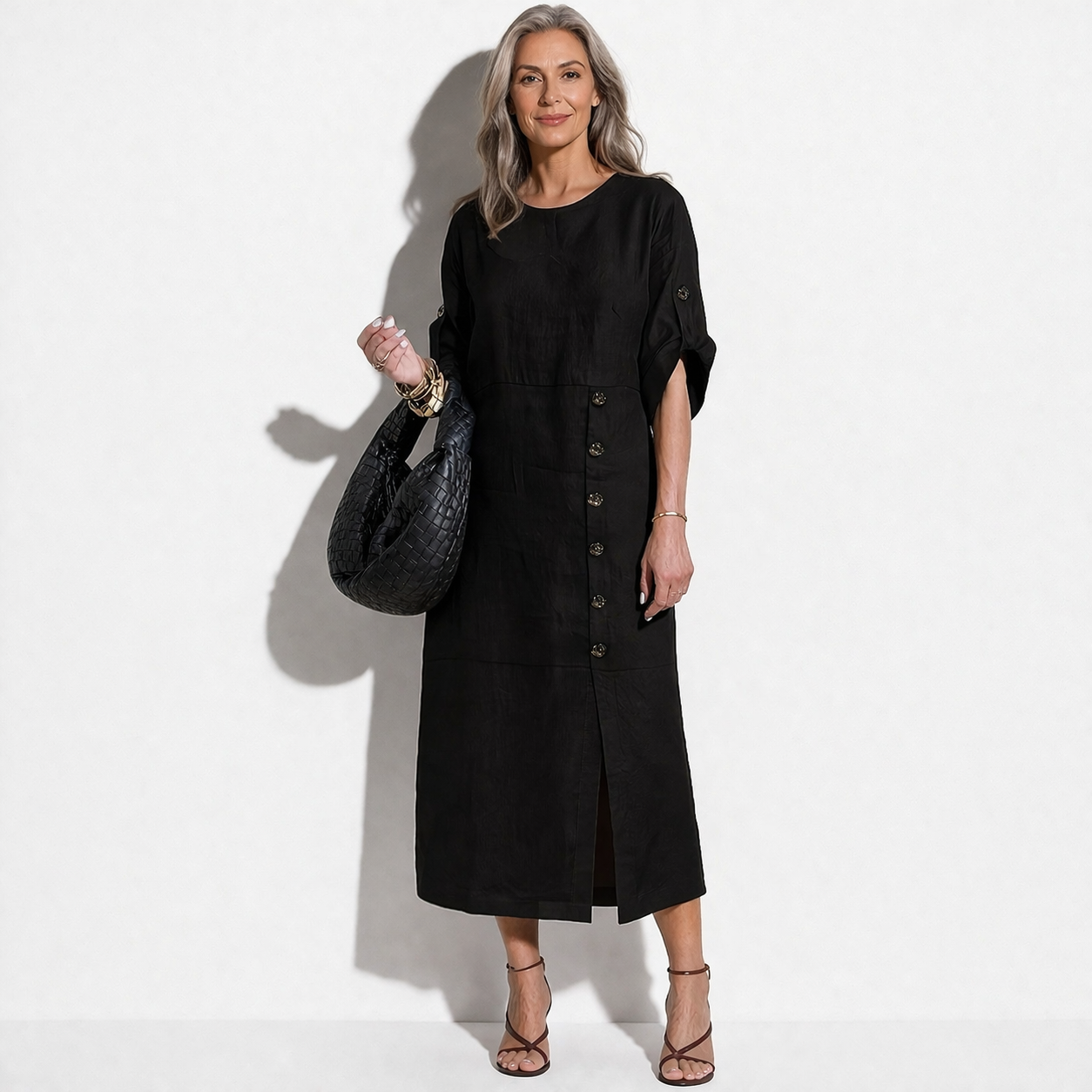 Lunea Mode® | Margaux külje nööpidega midi kleit