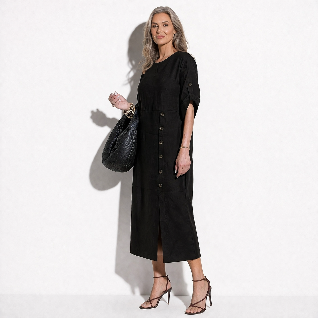 Lunea Mode® | Margaux külje nööpidega midi kleit