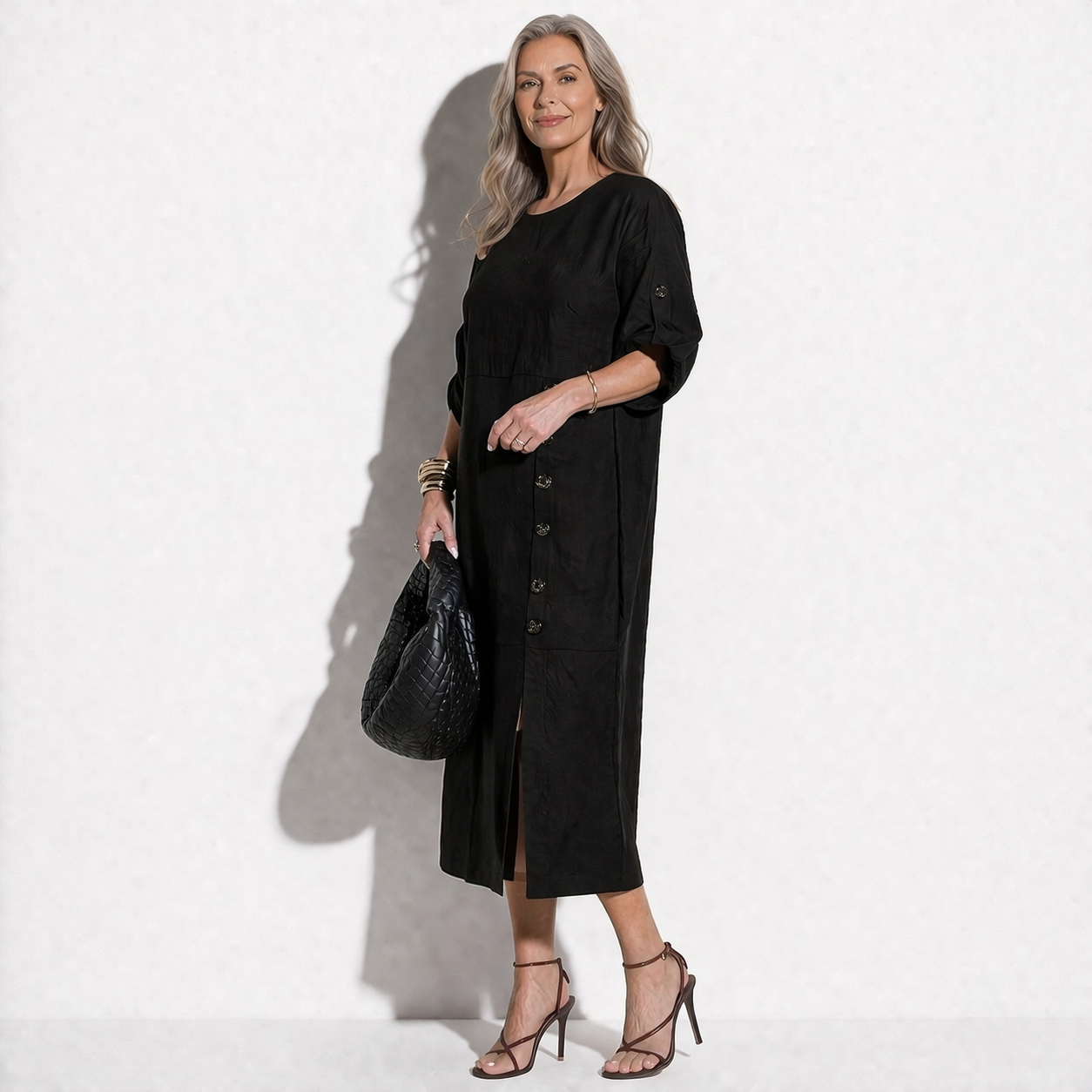 Lunea Mode® | Margaux külje nööpidega midi kleit