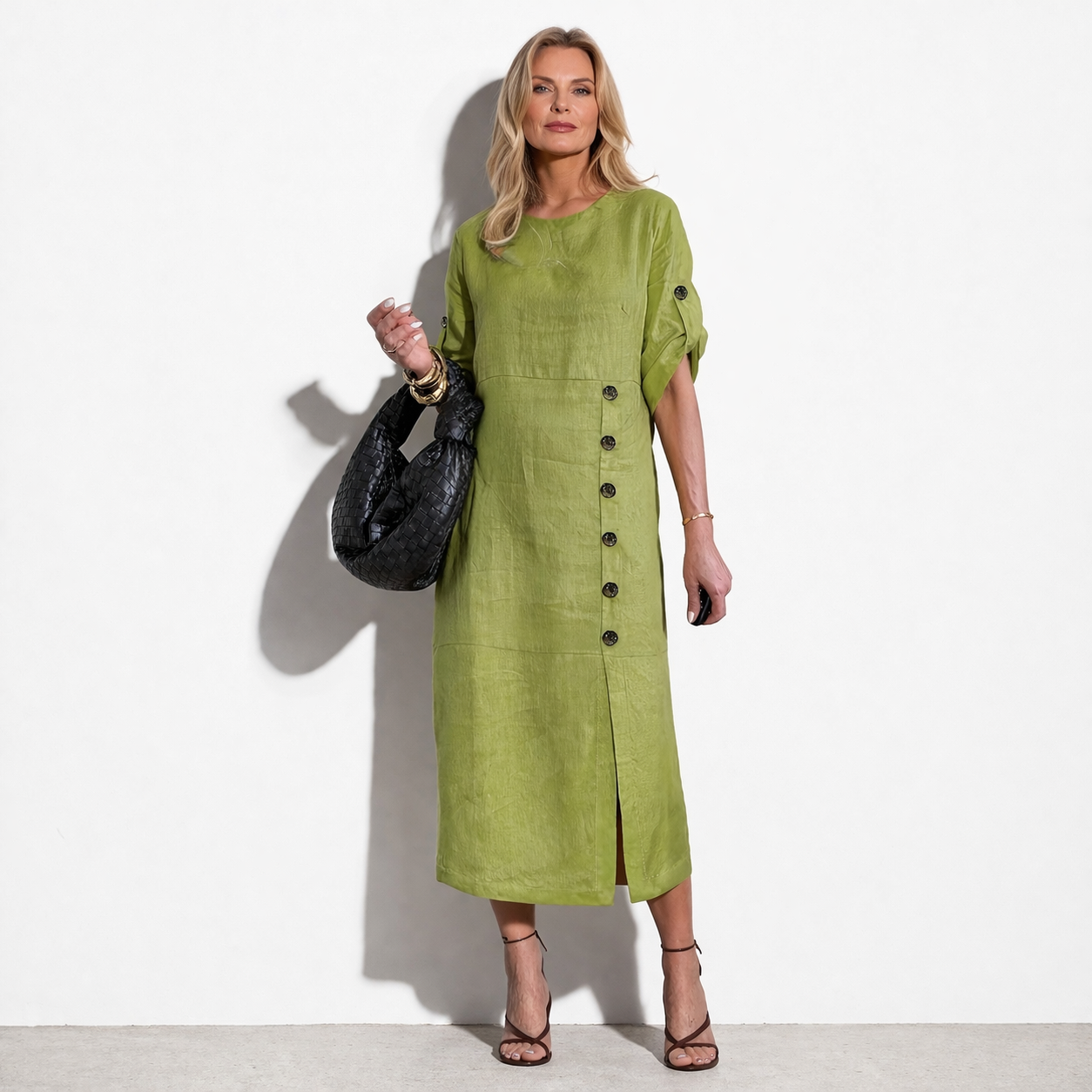 Lunea Mode® | Margaux külje nööpidega midi kleit