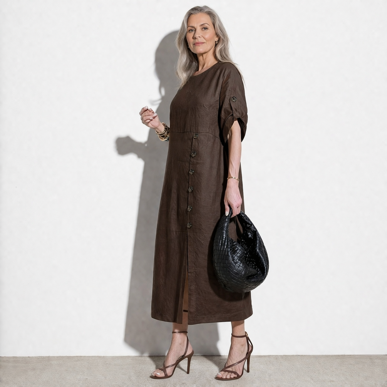 Lunea Mode® | Margaux külje nööpidega midi kleit