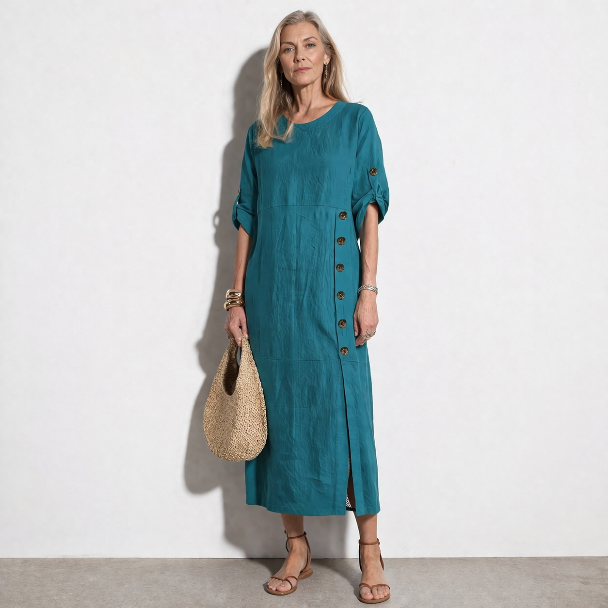 Lunea Mode® | Margaux külje nööpidega midi kleit