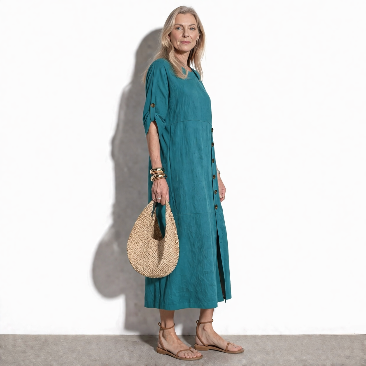 Lunea Mode® | Margaux külje nööpidega midi kleit