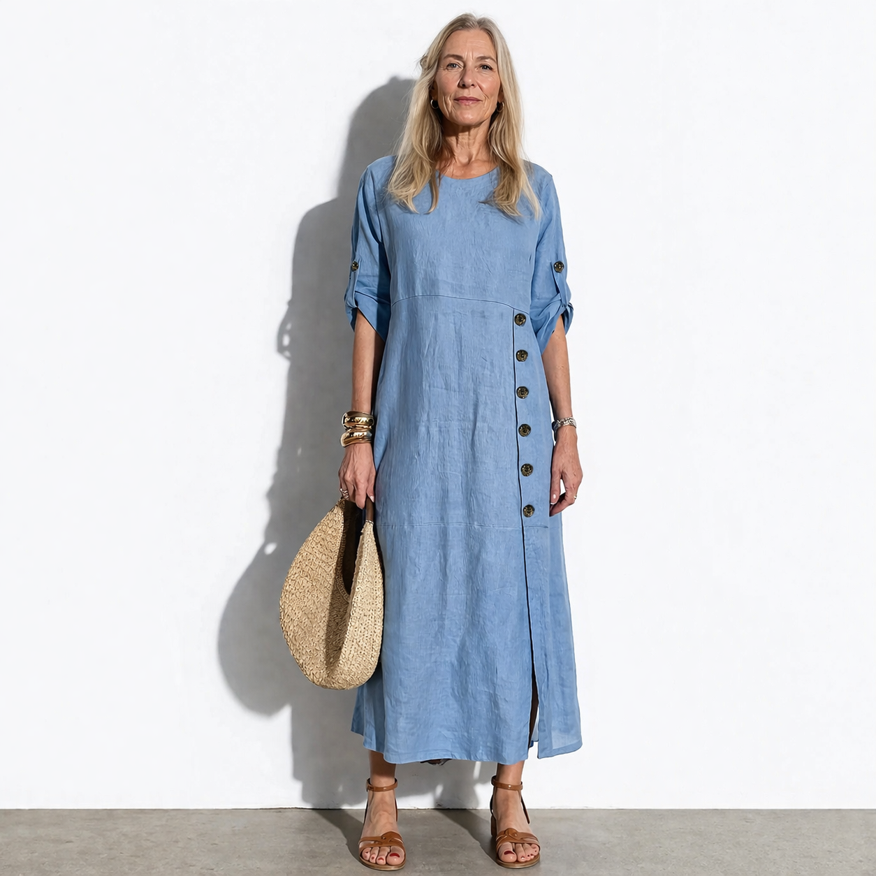 Lunea Mode® | Margaux külje nööpidega midi kleit