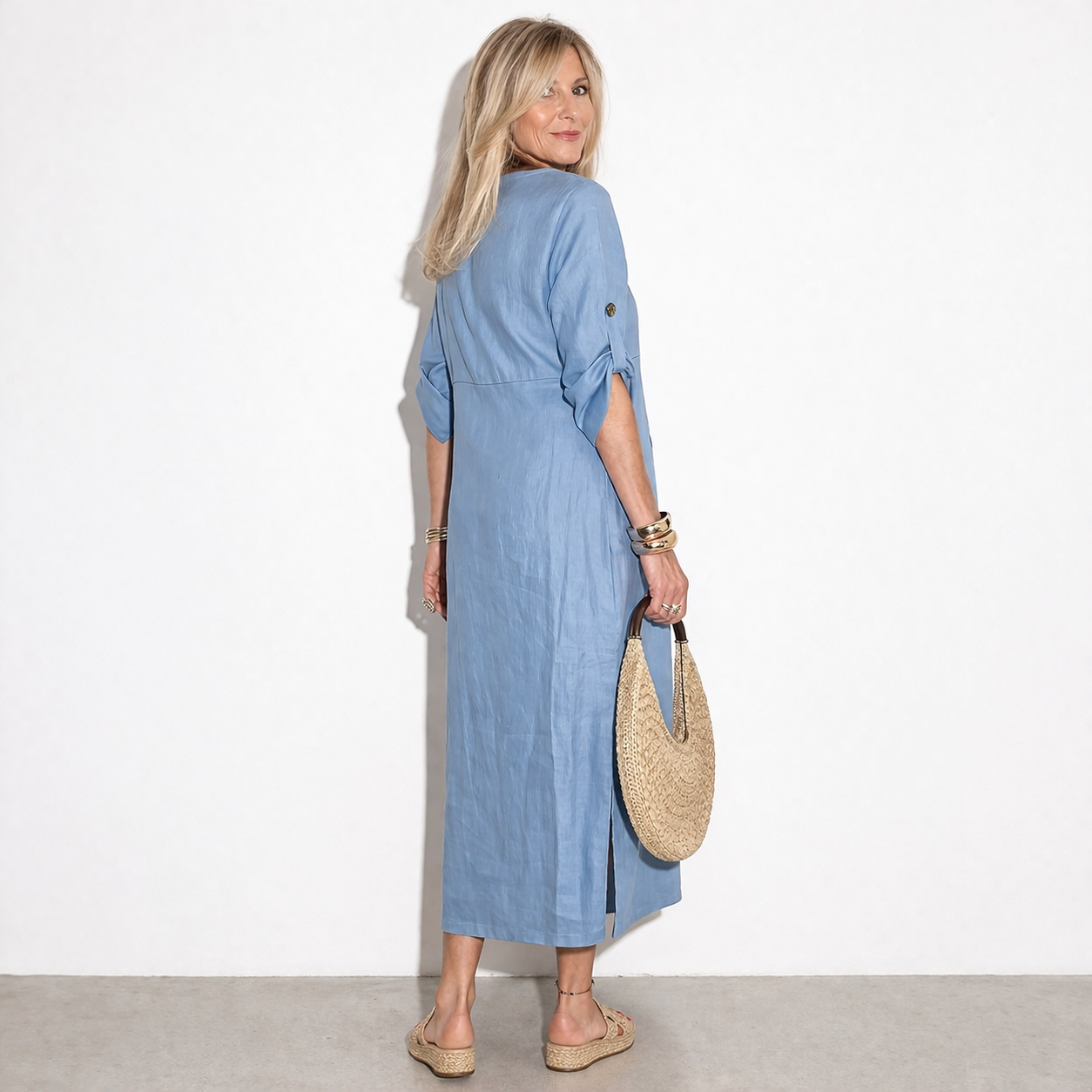 Lunea Mode® | Margaux külje nööpidega midi kleit