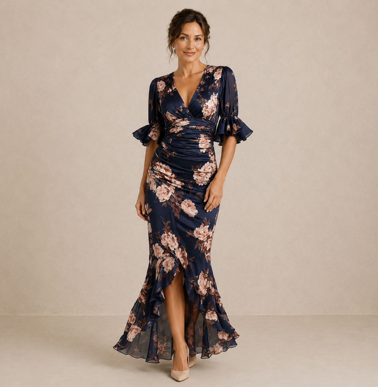Anastazja | Floral Satin Maxi Dress