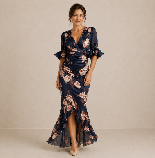 Anastazja | Floral Satin Maxi Dress