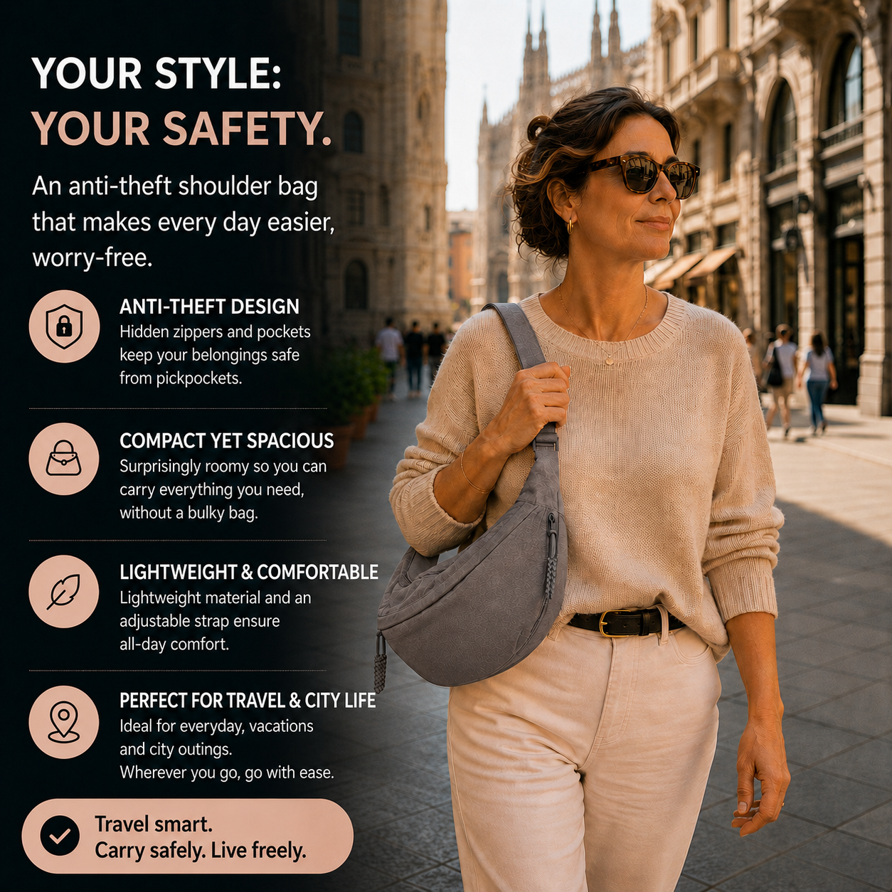 Chiara | Gray Shoulder Bag