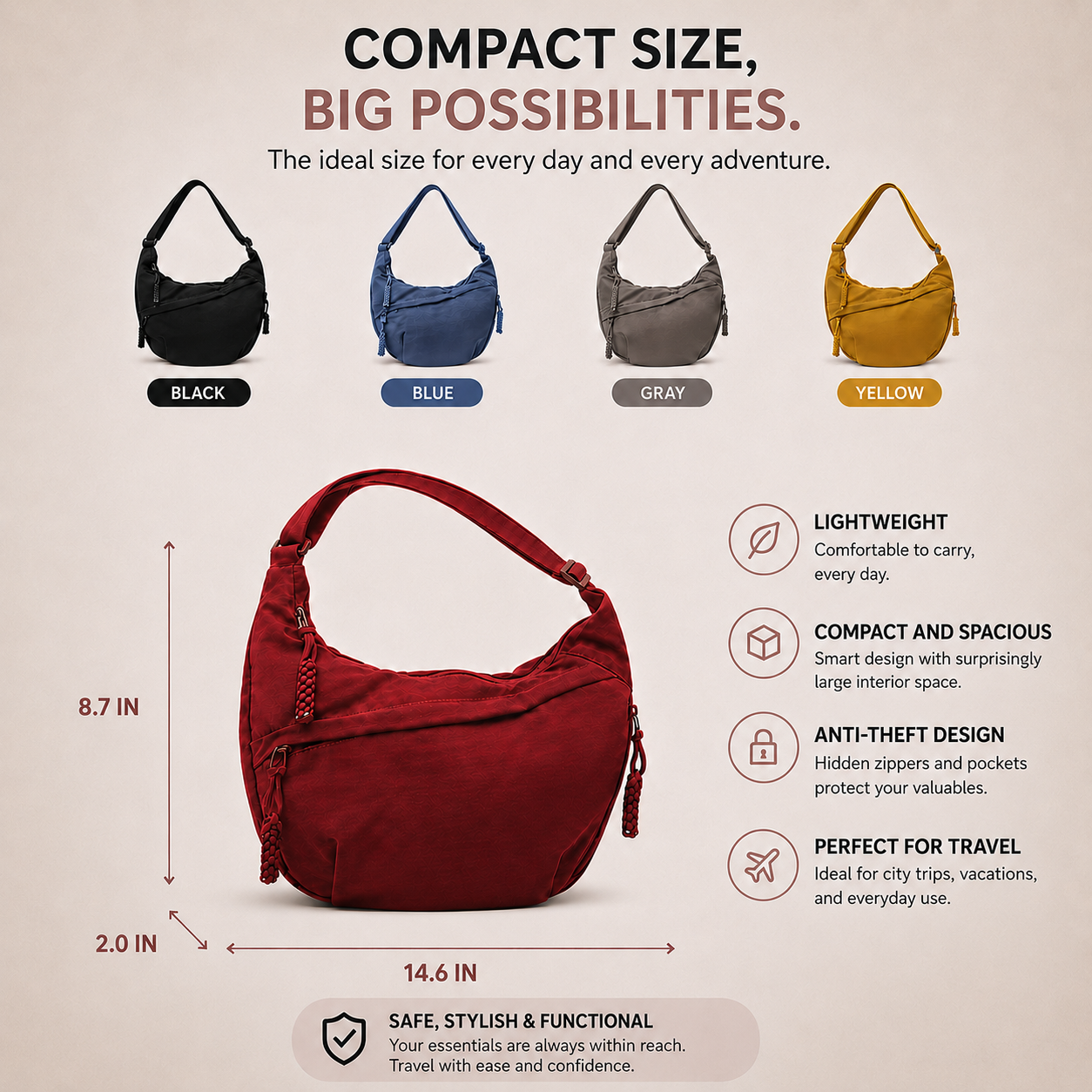 Chiara | Gray Shoulder Bag