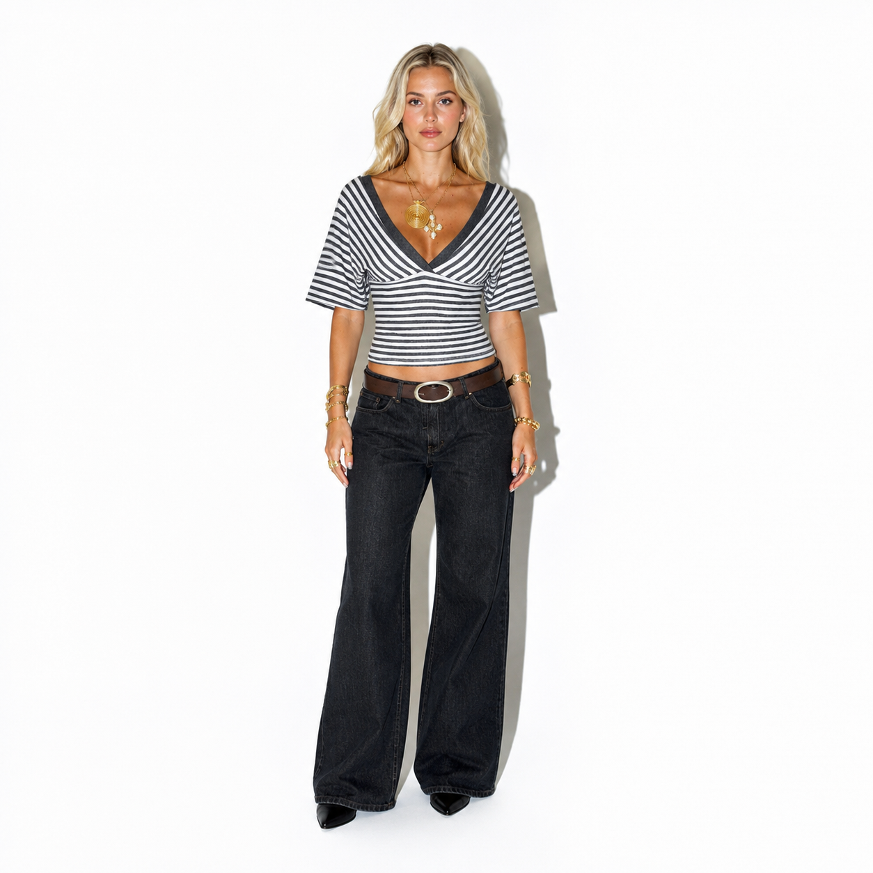 Sienna Striped V-Neck Top