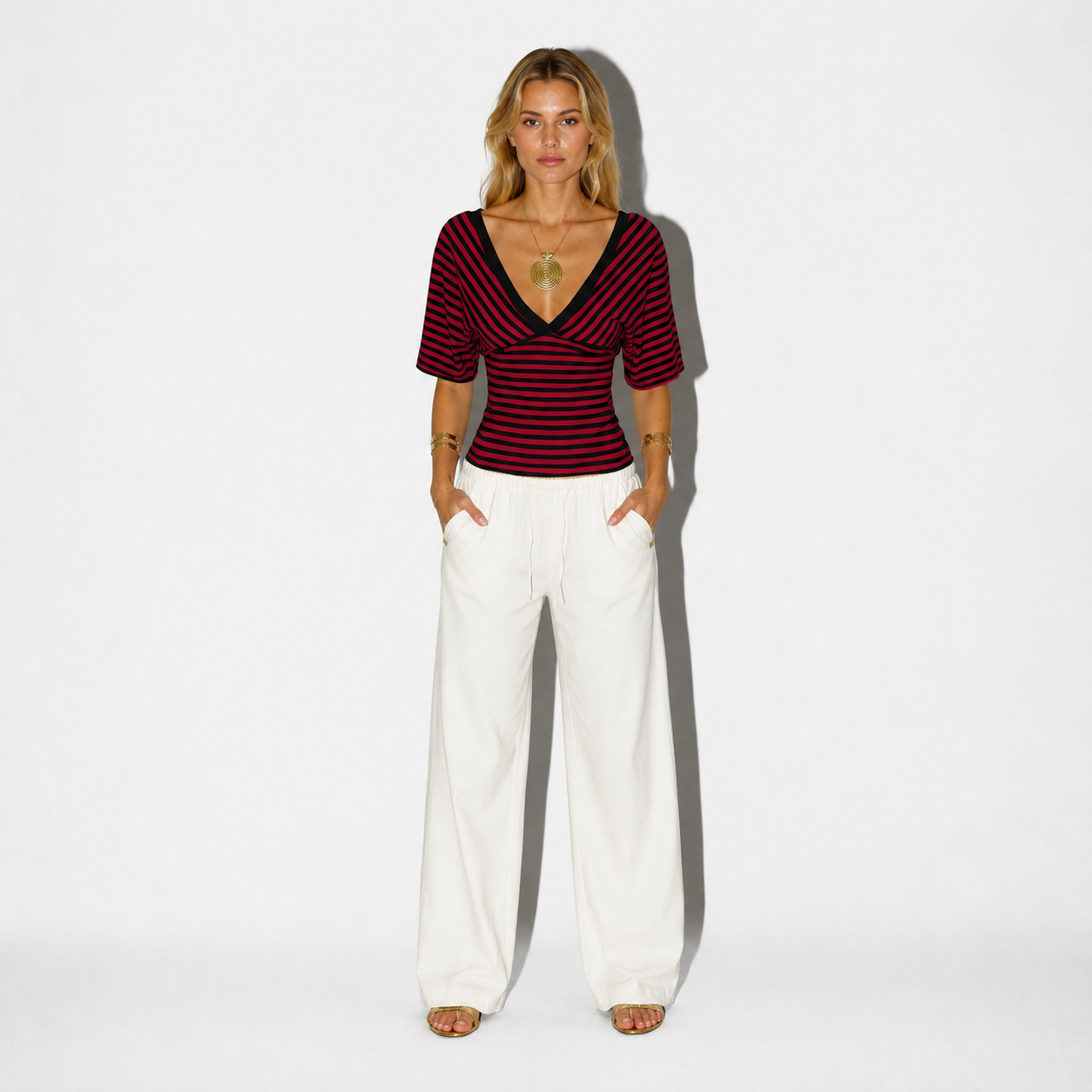 Sienna Striped V-Neck Top