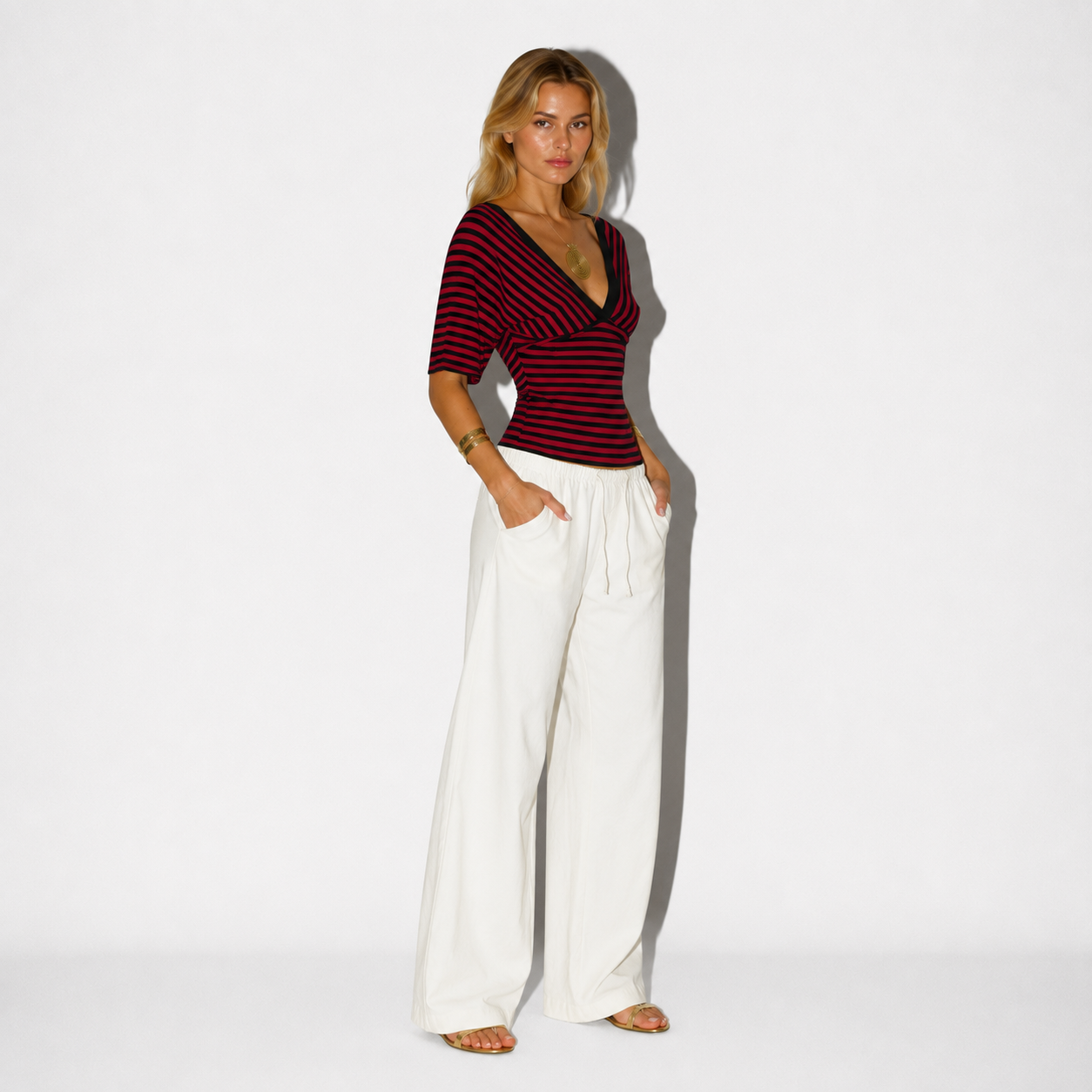 Sienna Striped V-Neck Top