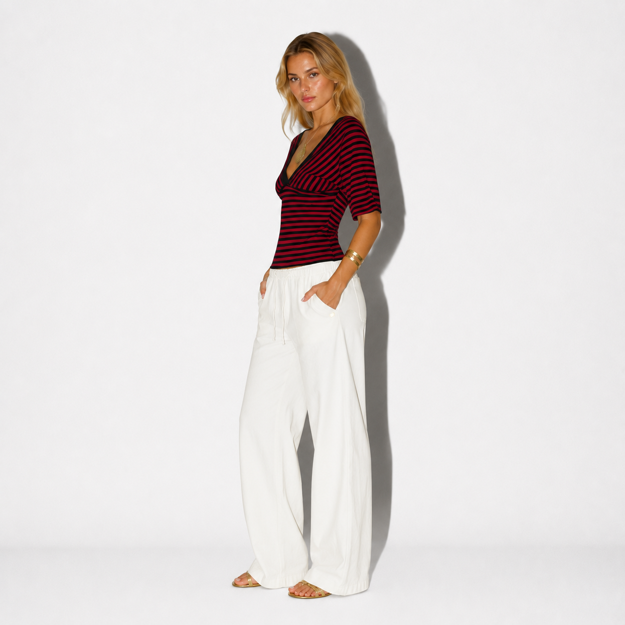Sienna Striped V-Neck Top