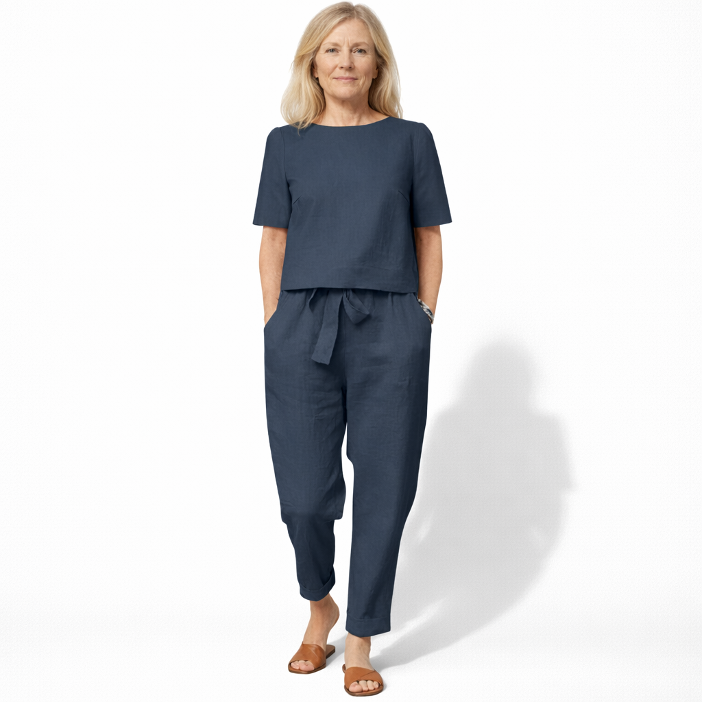 Lunea Mode® | The Ava - Pure Cotton Relaxed Tie Waist Two Piece Set