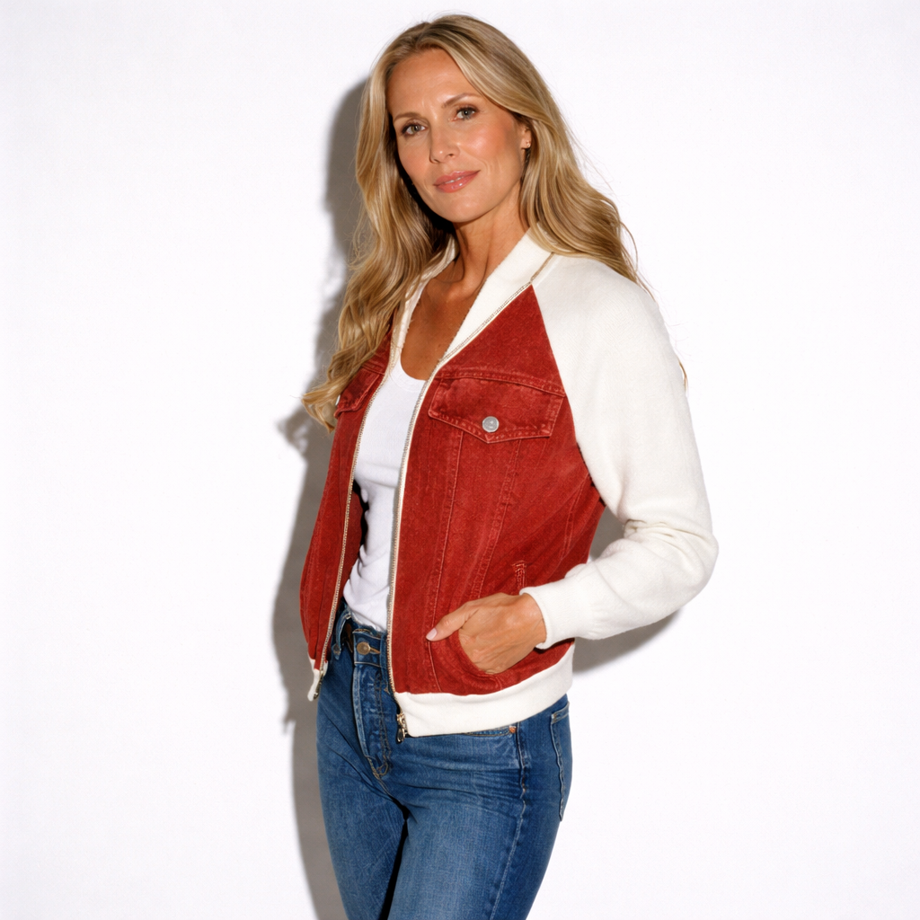 Lunea Mode® | The Blake - Contrast Sleeve Denim Patchwork Jacket