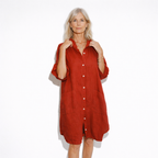 Lunea Mode® | The Rosie - Relaxed Button Front Linen Blend Shirt Dress
