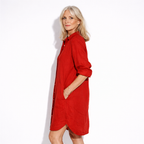 Lunea Mode® | The Rosie - Relaxed Button Front Linen Blend Shirt Dress