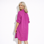 Lunea Mode® | The Rosie - Relaxed Button Front Linen Blend Shirt Dress