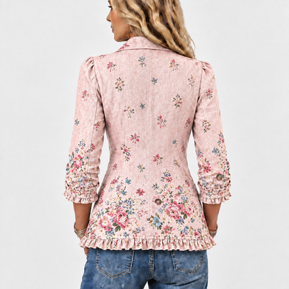 Bettany™ - Floral Ruffle Button-Up Jacket