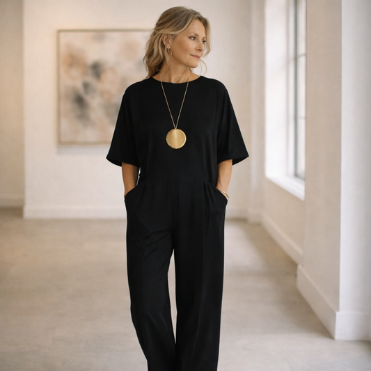 Lunea Mode® | Celeste - Minimalist Wide Leg Jumpsuit with Pocket Detail