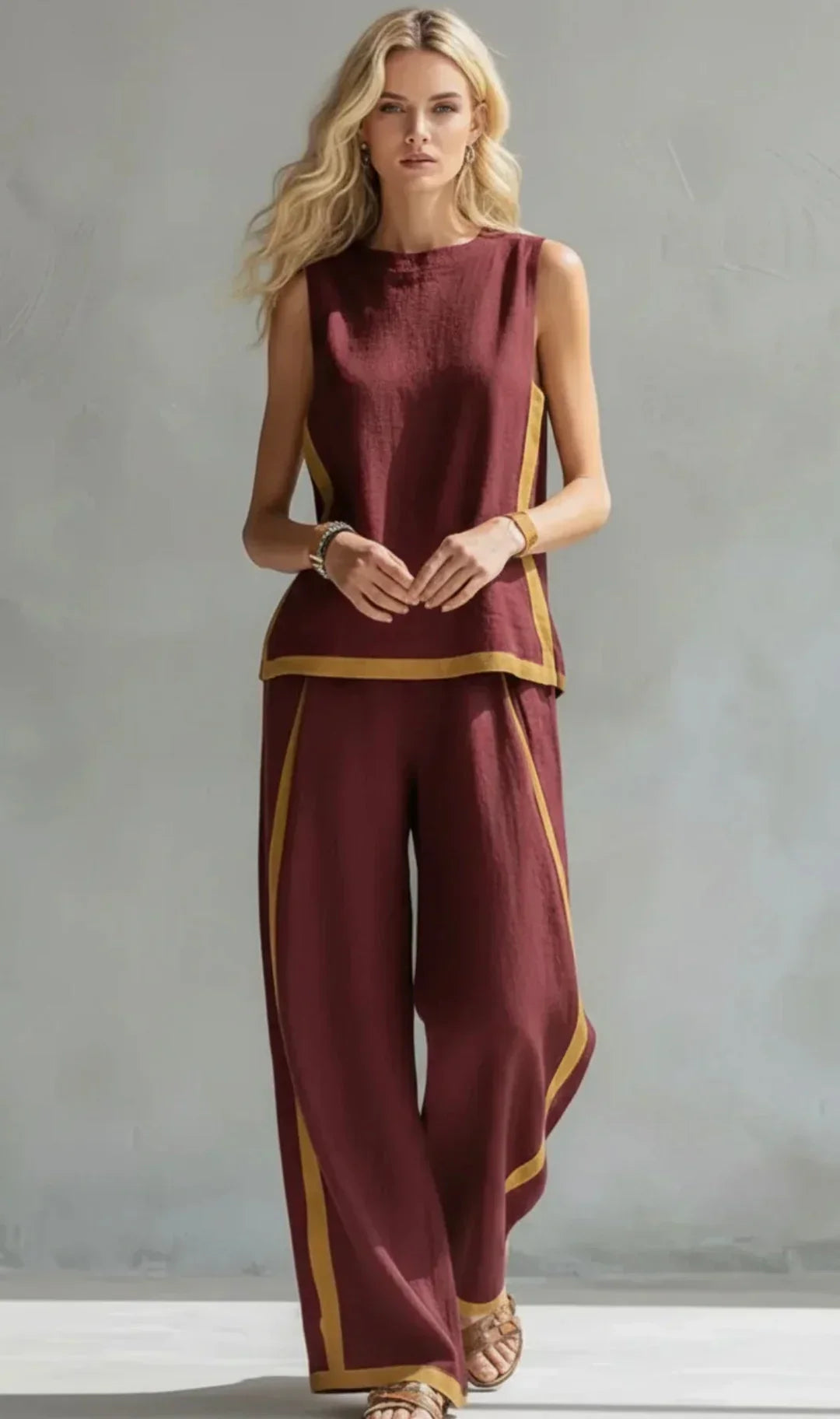 Ursula – Smart-Casual Waistcoat & Trousers Set with Contrast Trim
