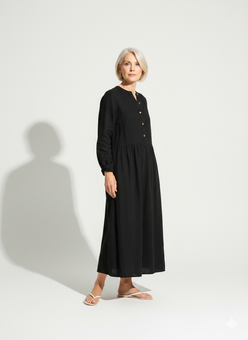 Lunea Mode® |The Amanda Long Sleeve Linen Maxi Dress