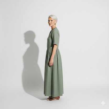 Lunea Mode® |The Amanda Long Sleeve Linen Maxi Dress