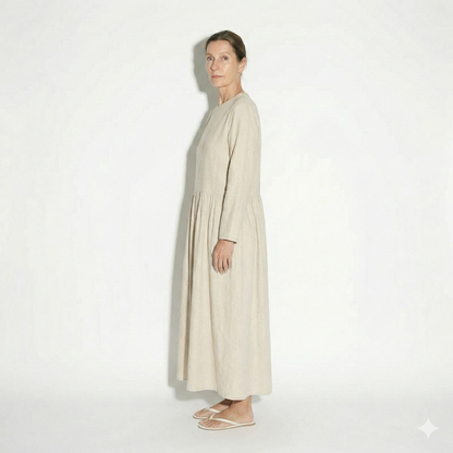 Lunea Mode® |The Amanda Long Sleeve Linen Maxi Dress