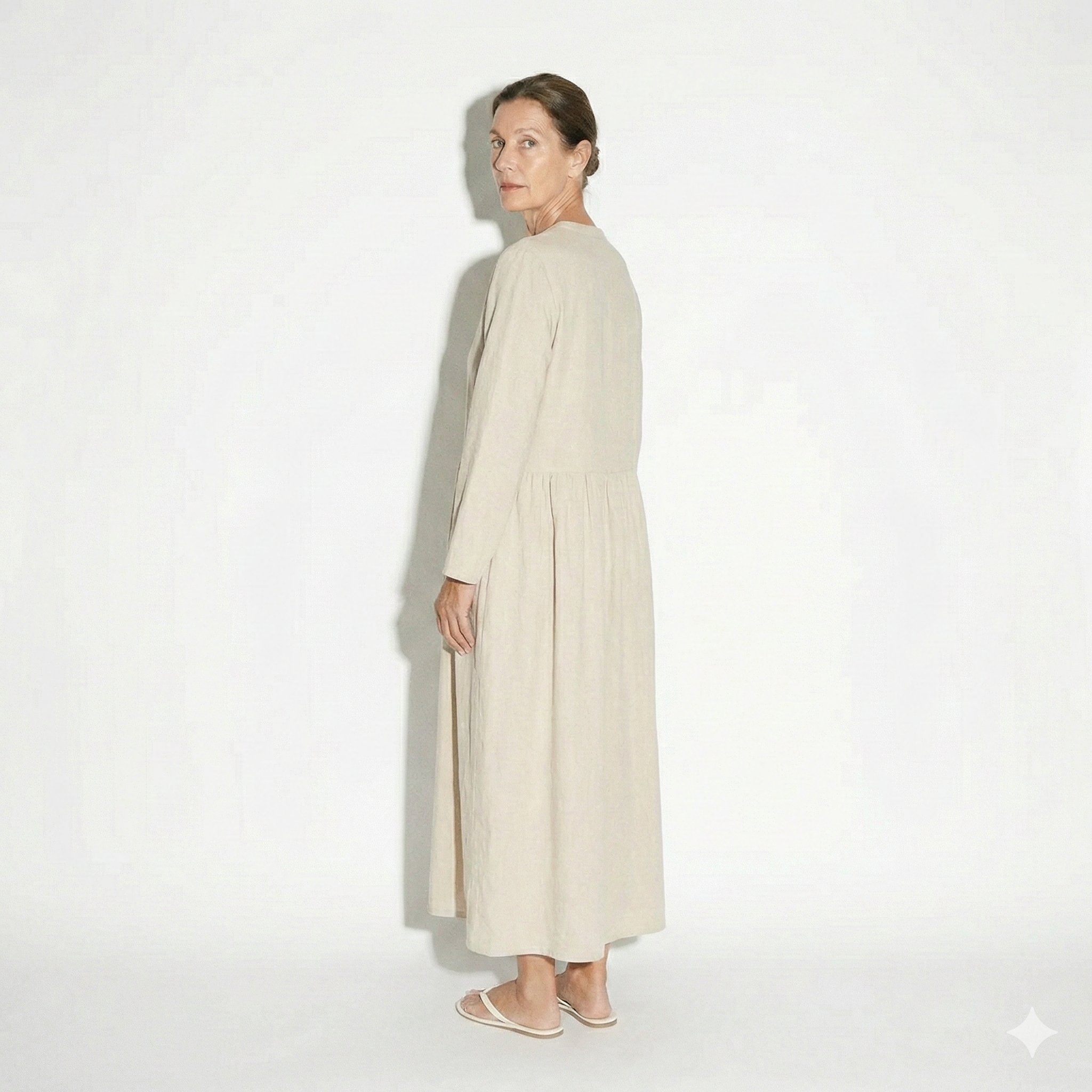 Lunea Mode® |The Amanda Long Sleeve Linen Maxi Dress
