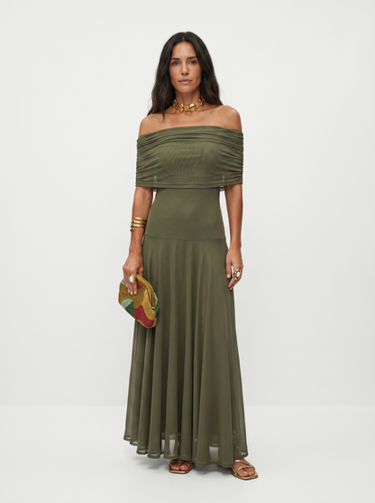 Carla | Draped Strapless Maxi Dress