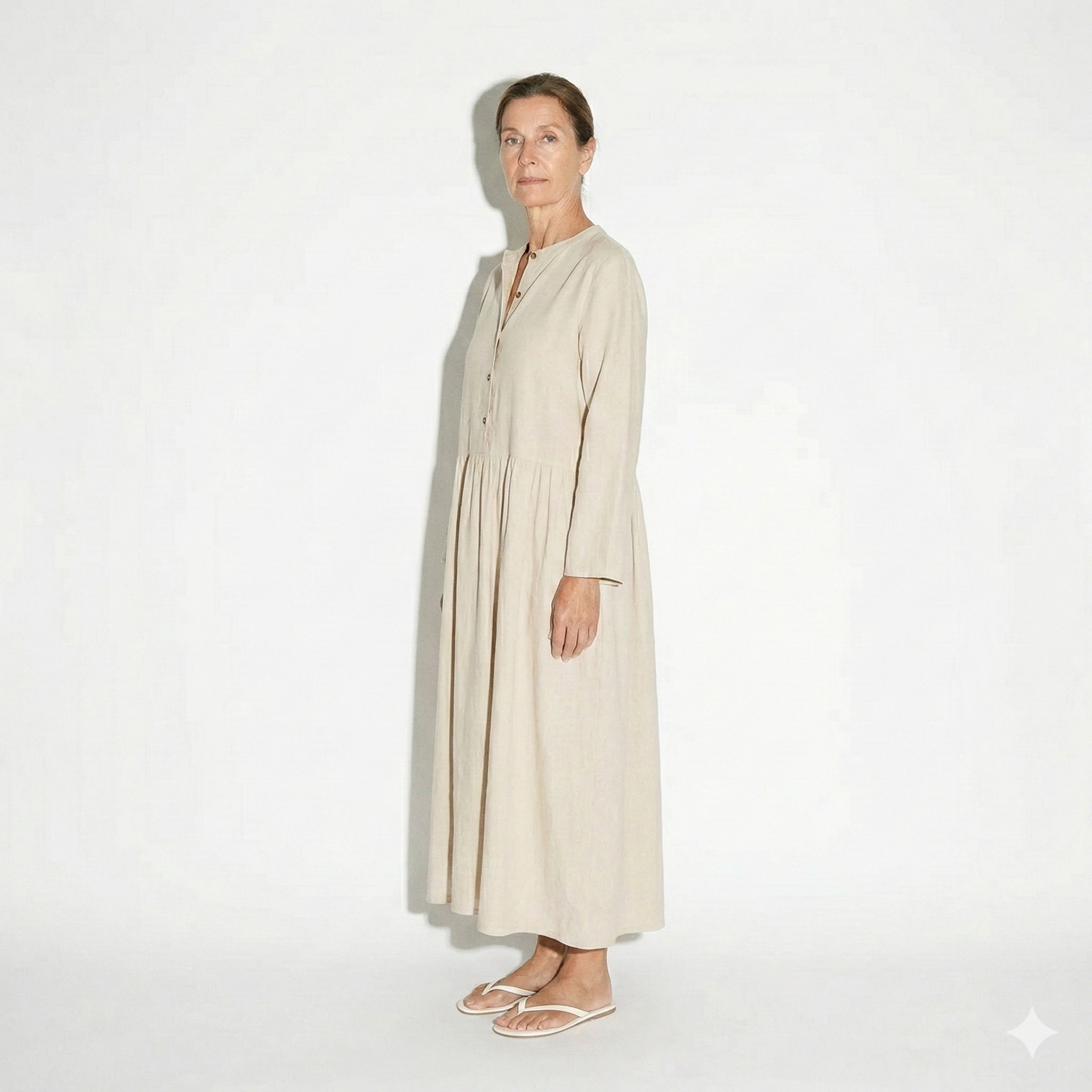 Lunea Mode® |The Amanda Long Sleeve Linen Maxi Dress