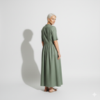 Lunea Mode® |The Amanda Long Sleeve Linen Maxi Dress