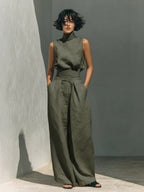 Dorothy™ | Beige Cotton-Linen Two-Piece Set
